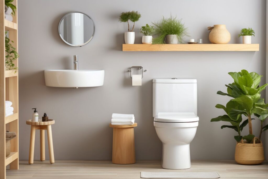 Modern bathroom basin with wall-mounted tap